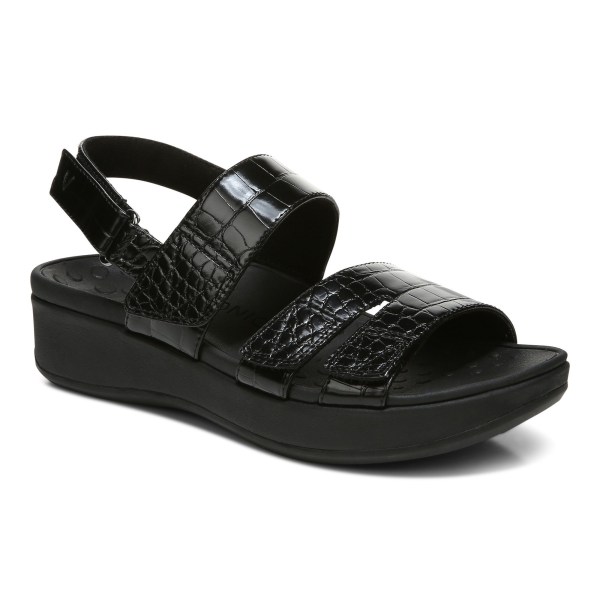 Vionic Sandals Ireland - Roma Platform Sandal Black - Womens Shoes Ireland | DAMIT-1852